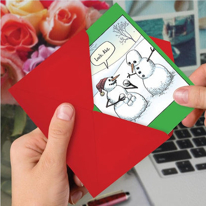 Snowman Abs Merry Christmas Greeting Card Set - 12 Pack (NobleWorks C9477XSG-B12x1) - Variation: Snowman Abs