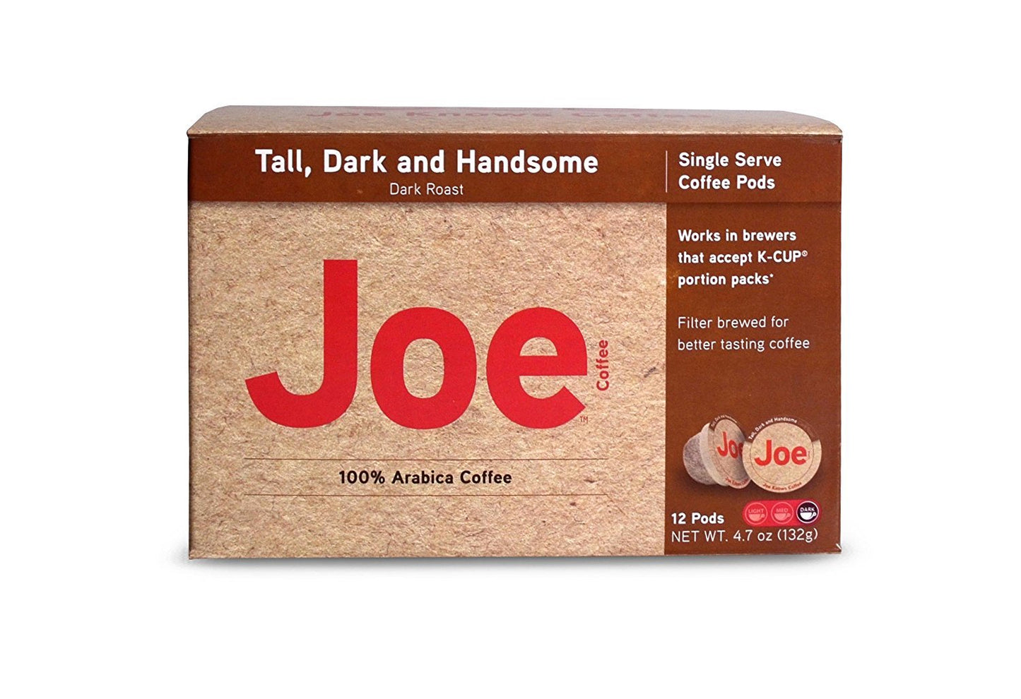 Joe Tall, Dark and Handsome Dark Roast K Cup Coffee 1 Box of 12 Pods