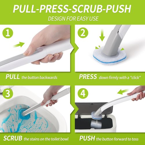 IVYROLL Toilet Bowl Cleaner Wand - Disposable Brush Set with 14 Refills & Holder for Easy Cleaning