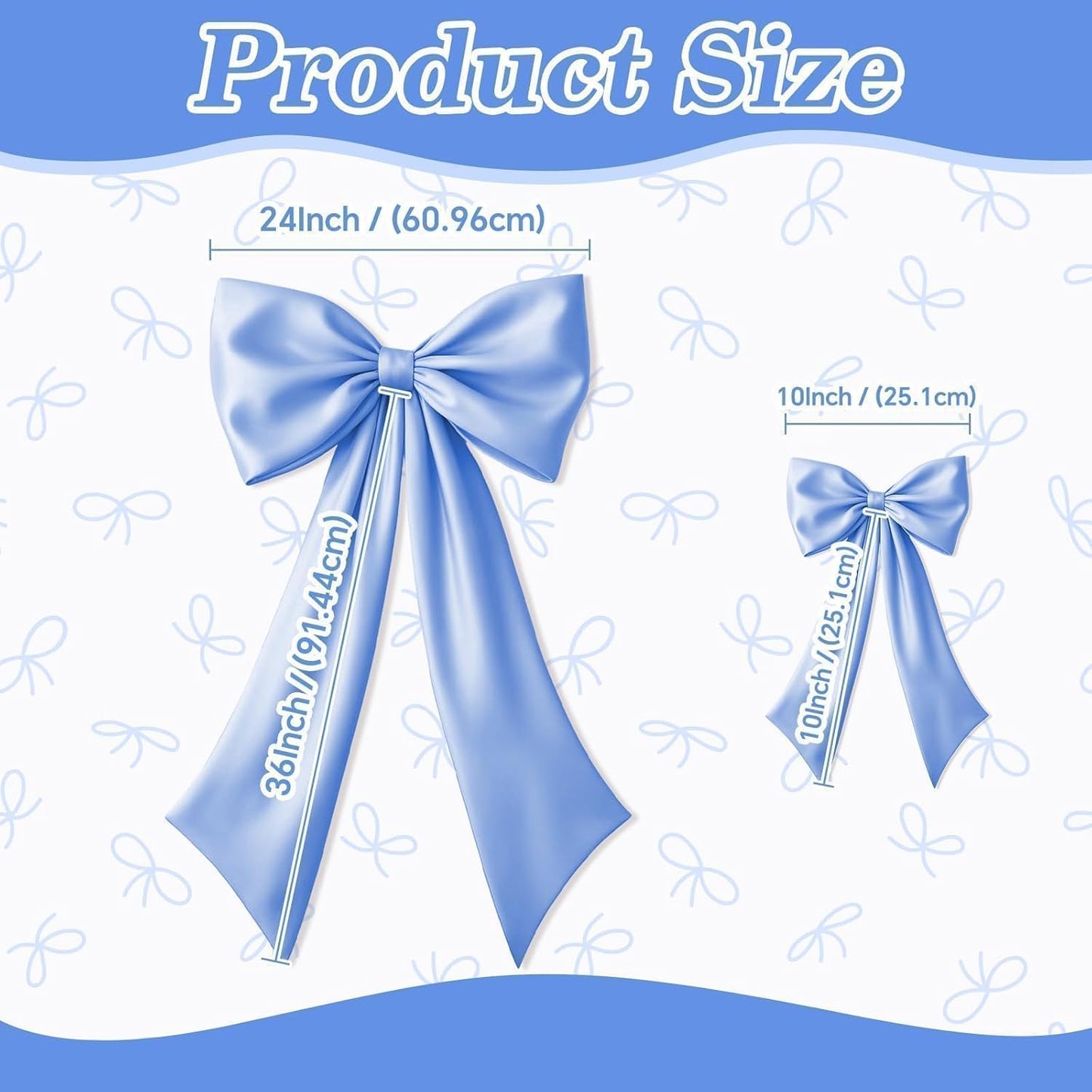 Skiennix Blue Bow Decor - 2 Pack of Large & Small Coquette Wall Backdrop for Valentine's Day & Weddings