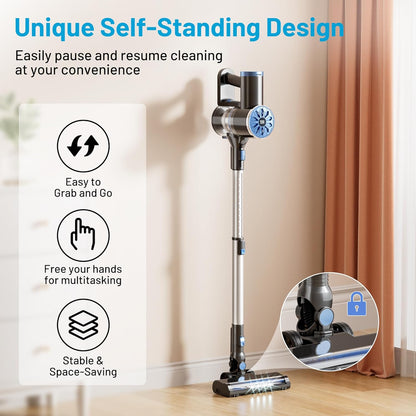 VIPSUN Cordless Vacuum Cleaner - Lightweight 6-in-1 Stick Vacuum with Powerful Suction & LED Screen | Ideal for Carpets, Pet Hair & Hardwood Floors