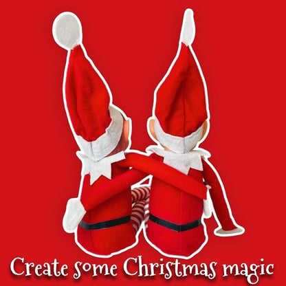 Elfie & Elvie | Fun Playful Elf Figures - Soft Body & Vinyl Face - Set of 2, Red