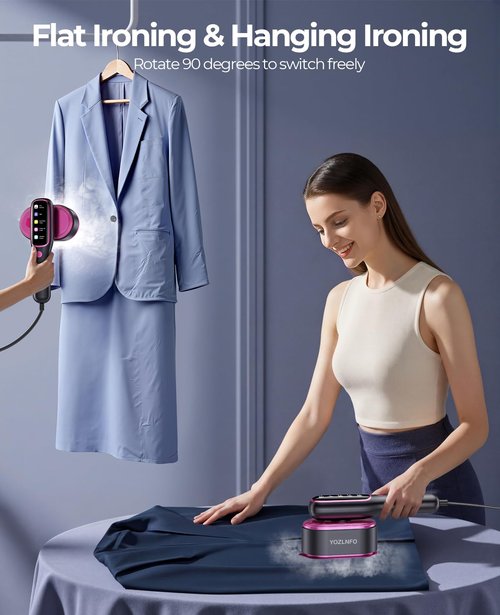 YOZLNFO Travel Steamer for Clothes Adequate Portable: 2-in-1 Mini Handheld Garment Steamer Iron - 15s Heat Up & 5 Adjustable Steam - Large Ceramic Panel - 110-120V
