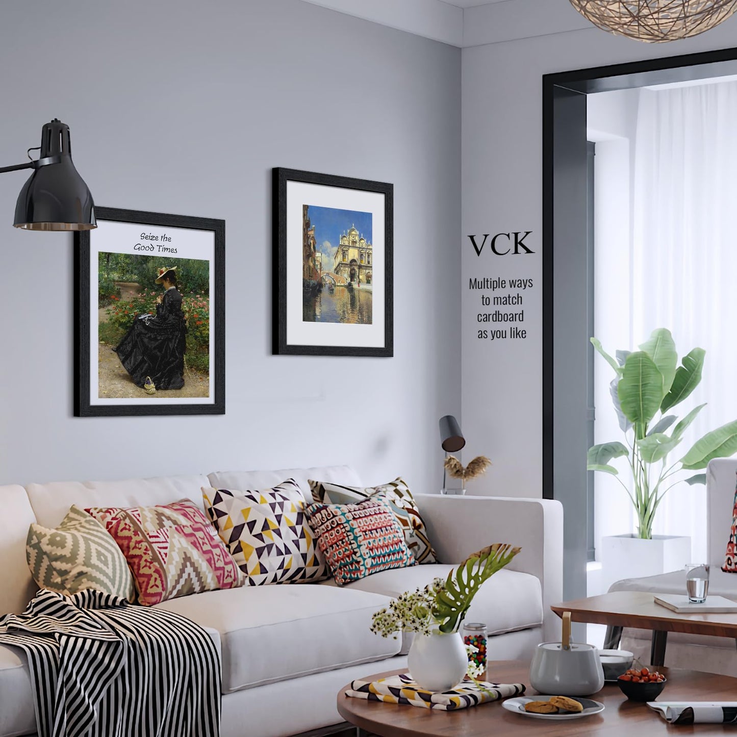 VCK 16x20 Picture Frame 2 Pack, Natural Wood Grain Black Oak & HD Glass, Display 11x14 Poster with Mat or 16x20 without Mat, Wall Hanging