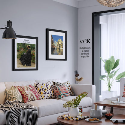 VCK 16x20 Picture Frame 2 Pack, Natural Wood Grain Black Oak & HD Glass, Display 11x14 Poster with Mat or 16x20 without Mat, Wall Hanging