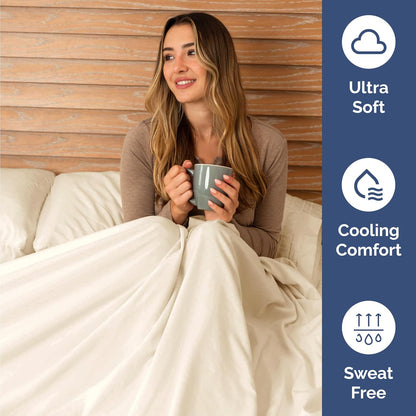 Skiennix Twin Size 3 Piece Sheet Set - Comfy, Breathable & Cooling Bedding - Ultra-Soft, Deep Pockets, Off White