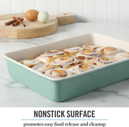 Martha Stewart Gallen Nonstick Carbon Steel Baking Pan - 13 x 9 Inch, Teal, Durable Bakeware for Easy Release