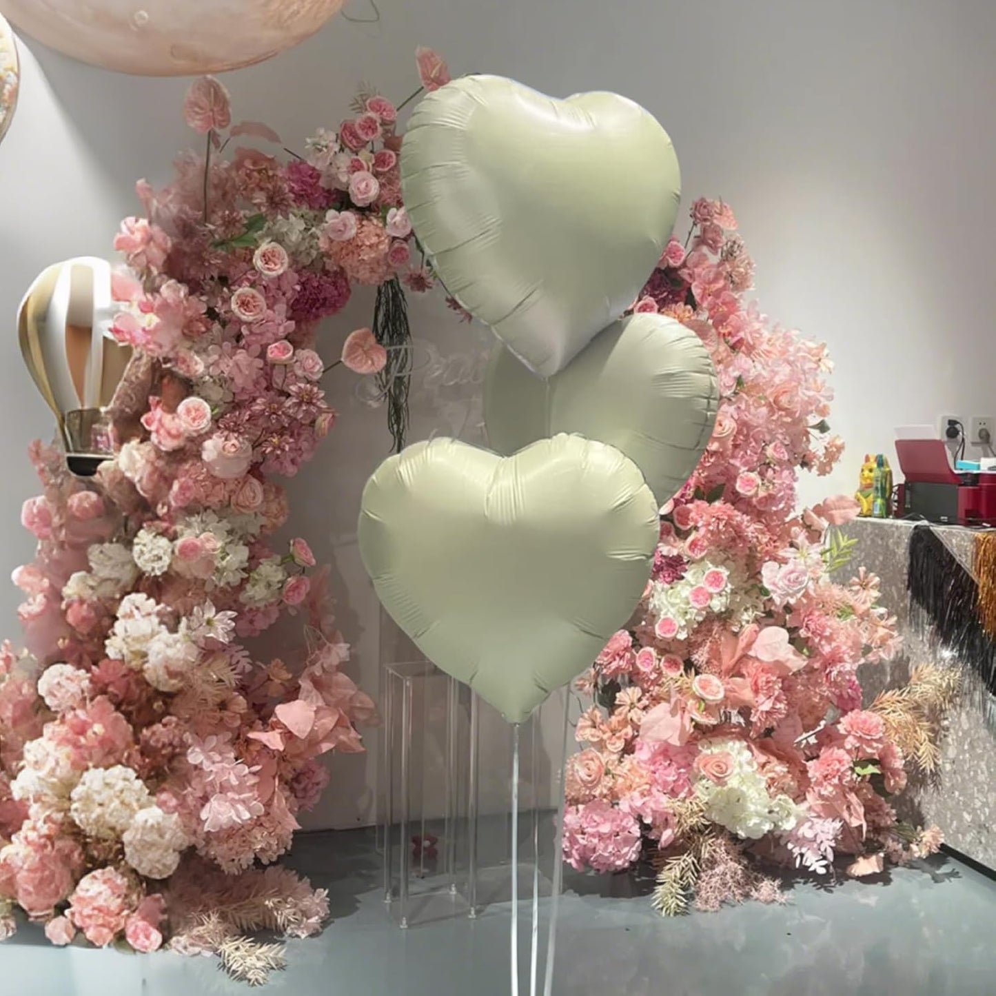 Skiennix Cream Heart Balloons - 18 Inch White Foil Heart Balloons | 12PCS Romantic Party Decor