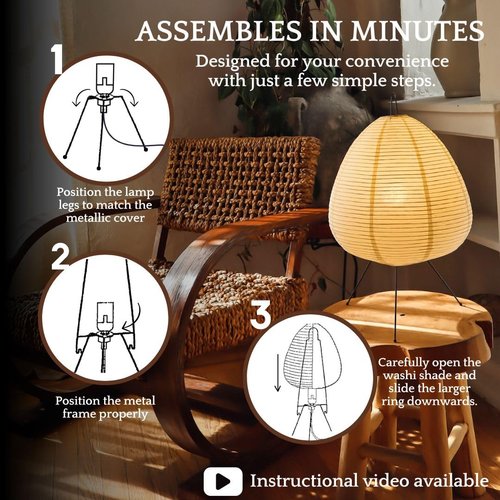 Japanese Decor Lantern Lamp • Dimmable Paper Lamp • Cozy Japandi Style • Japanese Paper Lantern Light