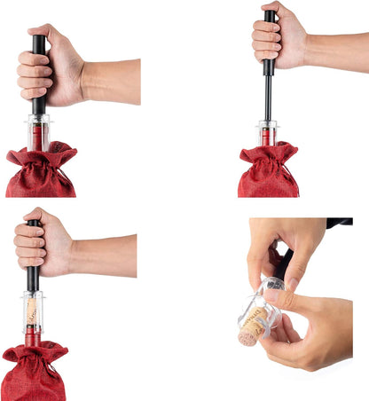 Wine Ziz Amazingly Simple Wine Opener with Foil Cutter Gift Set for Wine Lovers | Wine Pump Air Pressure Wine Bottle Opener Easy Cork Remover Corkscrew | Wine Bottle Openers (Black, 1)