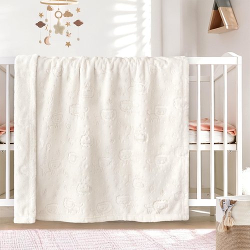 BORITAR Fleece Baby Blanket 3D Animal Blanket, Ultra Soft Fluffy Baby Blankets for Boys Girls, Cozy Infant Toddler Newborn Receiving Blankets for Crib Stroller (30x40 Inches, Cream)