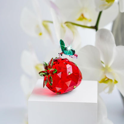 QFkris Crystal Strawberry Figurine - Mini Glass Art Collectible | Perfect Gift for Home Decor & Birthdays
