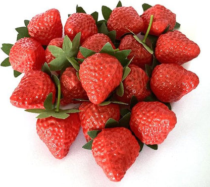 Aliotech 18PCS Artificial Red Strawberries - Lifelike Simulation Decor for Home & Kitchen Photography