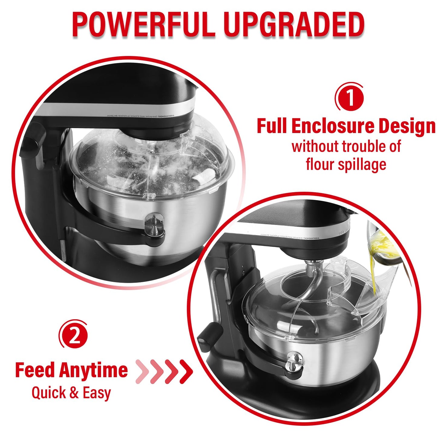 Pouring Shield for KitchenAid 6-7Qt Bowl Lift Stand Mixer (for Stainless Steel Bowls Only), Splash Guard Mixers Bowl Cover for Kitchen aid Accessories and Attachments (Clear)