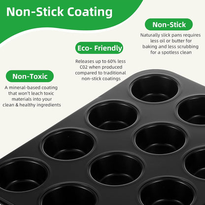 Professional Grade Nonstick Baking Pans Set by [Brand Name] - 11-Piece Carbon Steel Bakeware, Dishwasher Safe & Oven Safe to 450°F (Black)