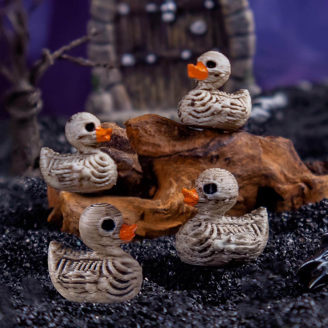 Skiennix Mini Duck Skeleton Figurines - 50Pcs Halloween Decor for Spooky Scenes | Tiny Resin Ducks