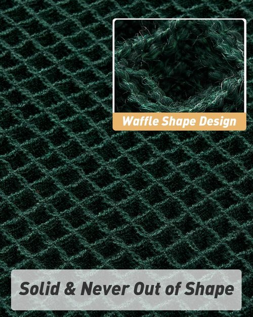AMOAMI Upgraded Waffle Bath Mat, Super Absorbent Non Slip Bath Mats for Bathroom Floor, Machine Washable Bathroom Rugs with Tassels, Rubber Backed Bathroom Mats, Ultra Soft, 20" x 32", Dark Green