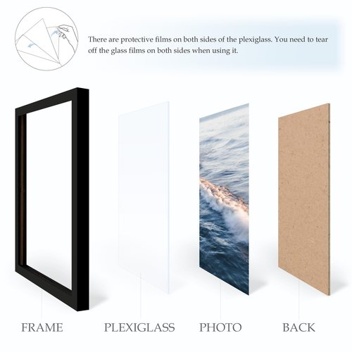 Fisnish 8x10 Picture Frame, for Tabletop Display, Horizontal or Vertical Wall Mounting, Black