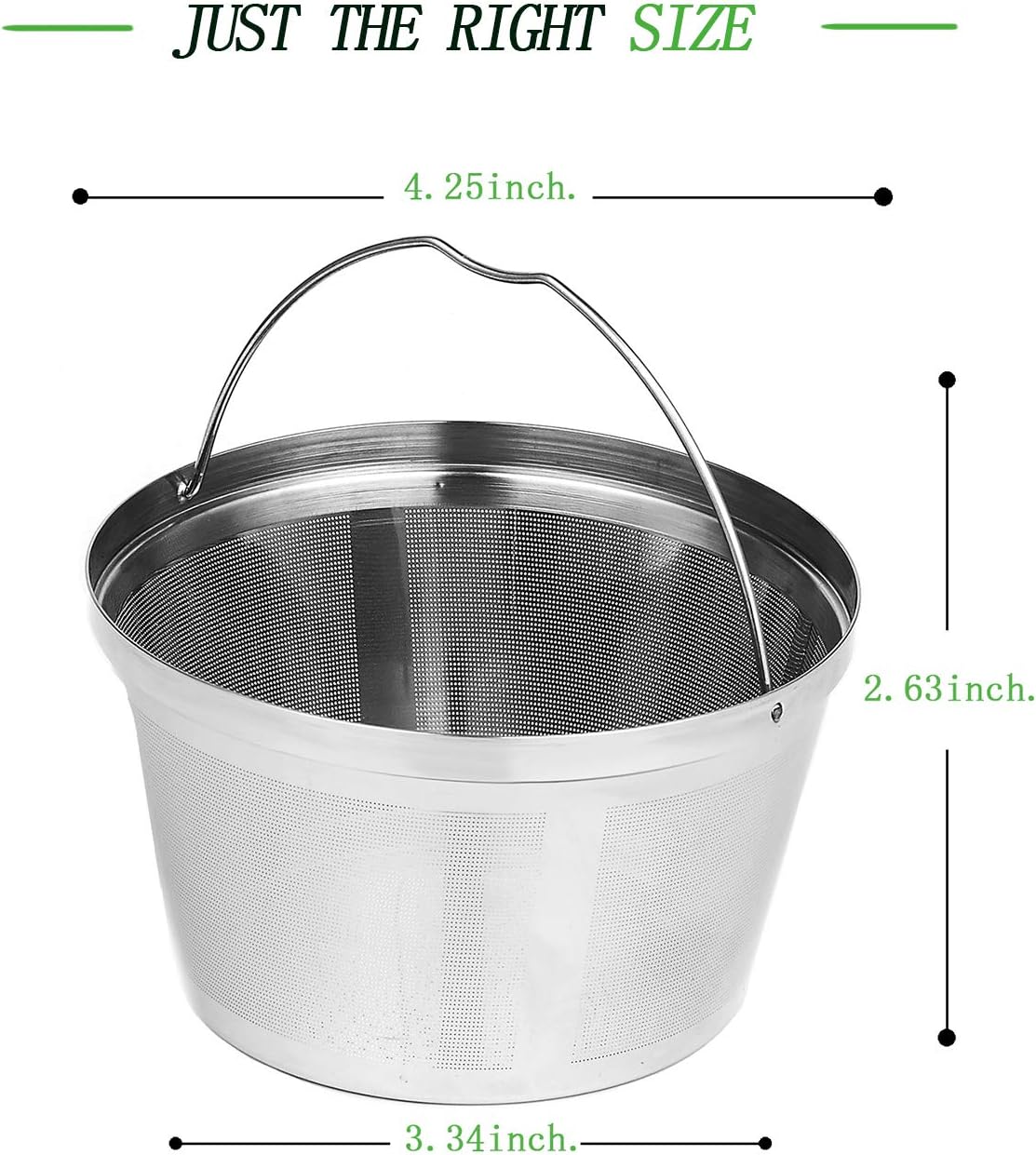Skiennix Stainless Steel Reusable Coffee Filter - Durable Permanent Basket for 8-12 Cup Coffee Makers