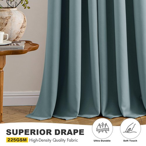 MIULEE Dusty Blue Blackout Curtains for Bedroom Living Room 84 Inches Long 2 Panels, Thermal Insulated Room Darkening Drapes Solid Grommet Noise Reduction Light Blocking Window Treatments 40x84 inch