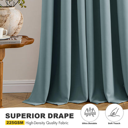 MIULEE Dusty Blue Blackout Curtains - Bedroom Window Treatment Curtains Thermal Insulated Room Darkening Drapes for Living Room Kitchen Grommet Light Blocking Drapery, 40 x 45 Inches Long, 2 Panels