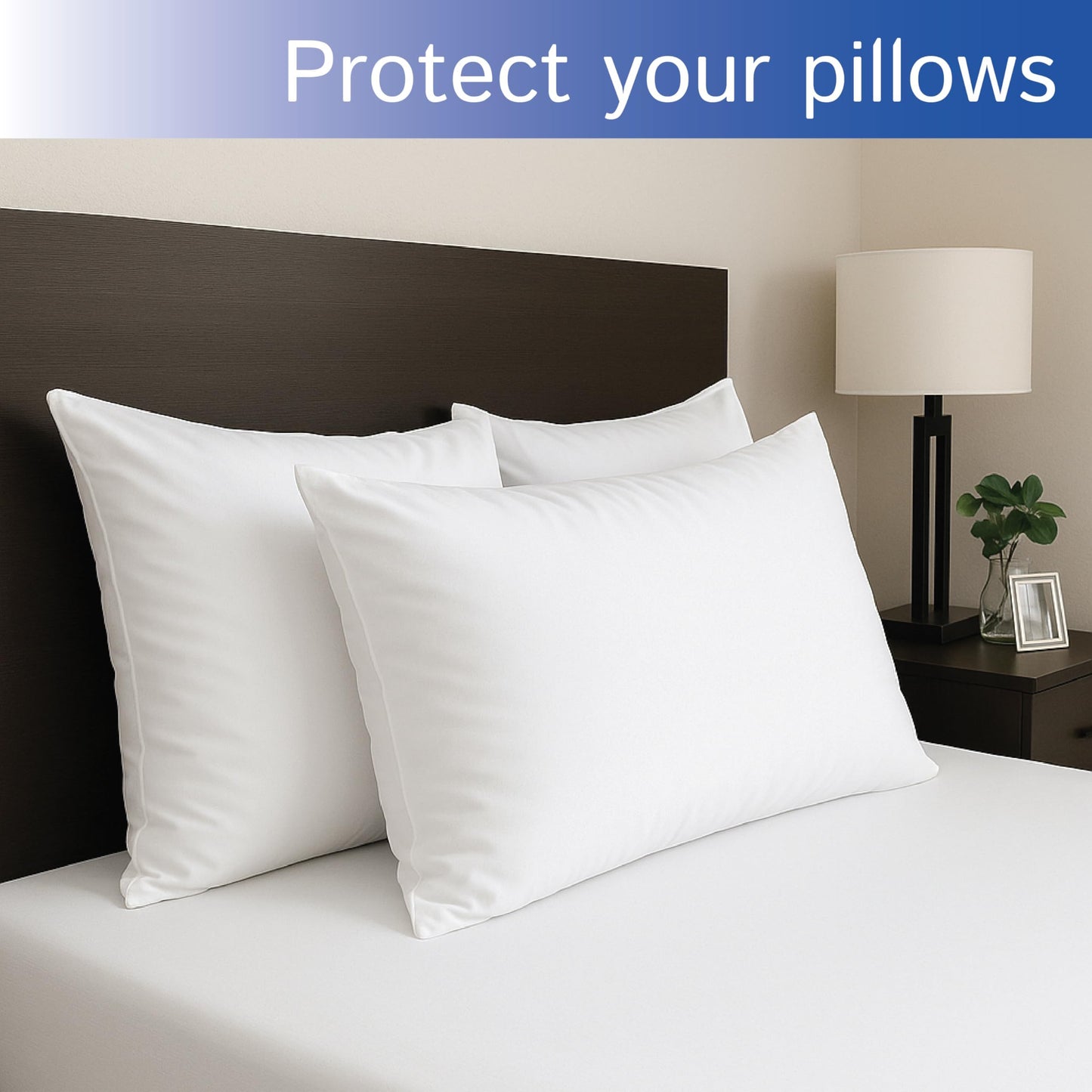 Standard Pillow Protectors (Set of 2) – Zippered Waterproof Pillow Covers Hypoallergenic Dust and Allergen Proof Pillowcase Encasement