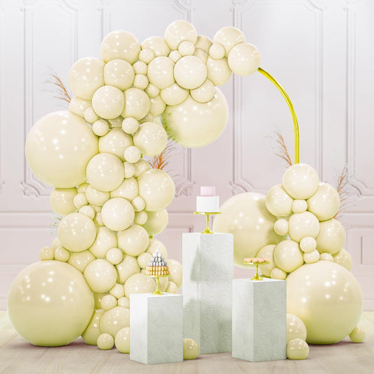 PartyWoo Pastel Yellow Balloons - 120pcs Assorted Sizes for Baby Shower & Birthday Decor | Light Yellow Arch Kit