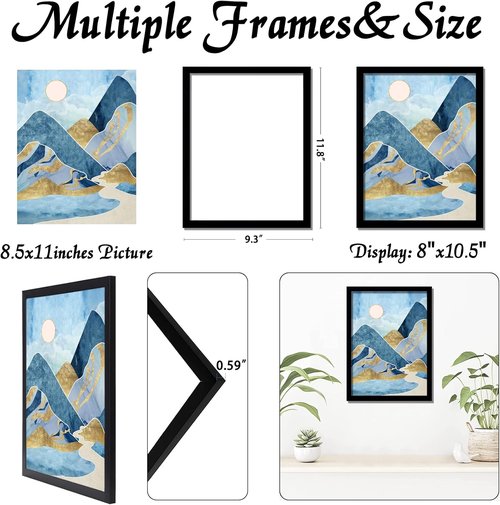 Black Picture Frame by [Brand Name] - 8.5x11 Photo Frame for Horizontal or Vertical Display