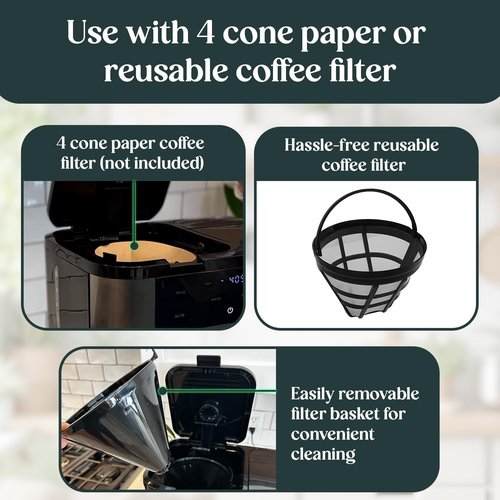 Dual Brew Coffee Maker - Programmable Touchscreen 12-Cup & Single Serve K-Cup Combo | Auto Shut-Off, Black