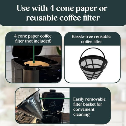 Dual Brew Coffee Maker - Programmable Touchscreen 12-Cup & Single Serve K-Cup Combo | Auto Shut-Off, Black