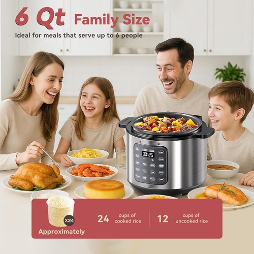 Instant Pot Electric Pressure Cooker - 6 Qt Programmable with IMD Touchscreen & 9 Functions | 1000W Silver