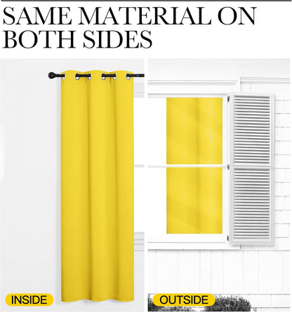 NICETOWN Thermal Insulated Curtains - 84 Inches Solid Grommet Drapes for Office & Living Room | Bright Yellow, 1 Pair