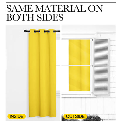 NICETOWN 84 inches Curtains for Office and Theater, Thermal Insulated Solid Grommet Drapes for Living Room (Bright Yellow, 1 Pair, 42 inches Wide)