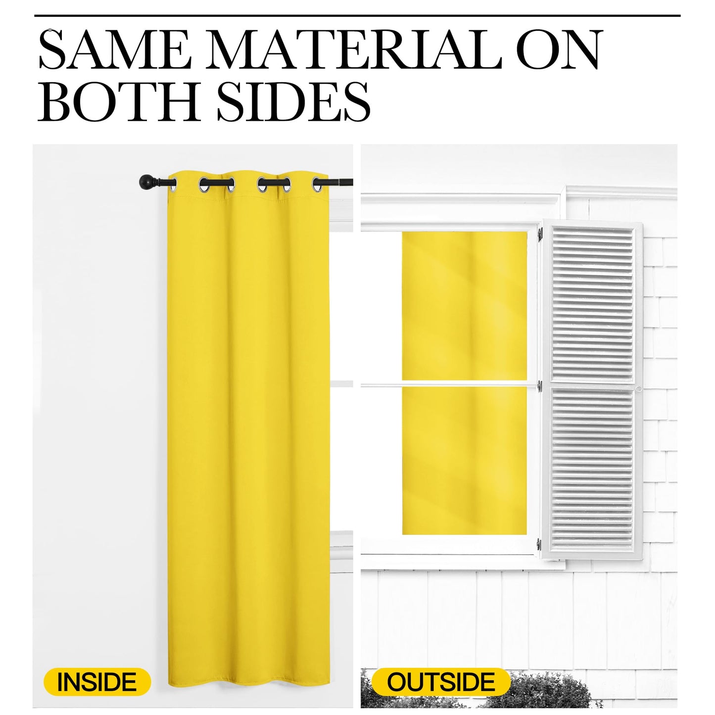 NICETOWN Bright Yellow Room Darkening Curtains for Kitchen, Window Treatment Thermal Insulated Solid Grommet Room Darkening Curtains/Drapes for Bedroom (Set of 2, 42 inches Wide by 48 inches Long)