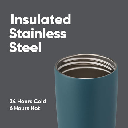 Owala SmoothSip Coffee Tumbler - Insulated Stainless Steel, BPA Free, 20 oz, Grey/Blue (High Dive)