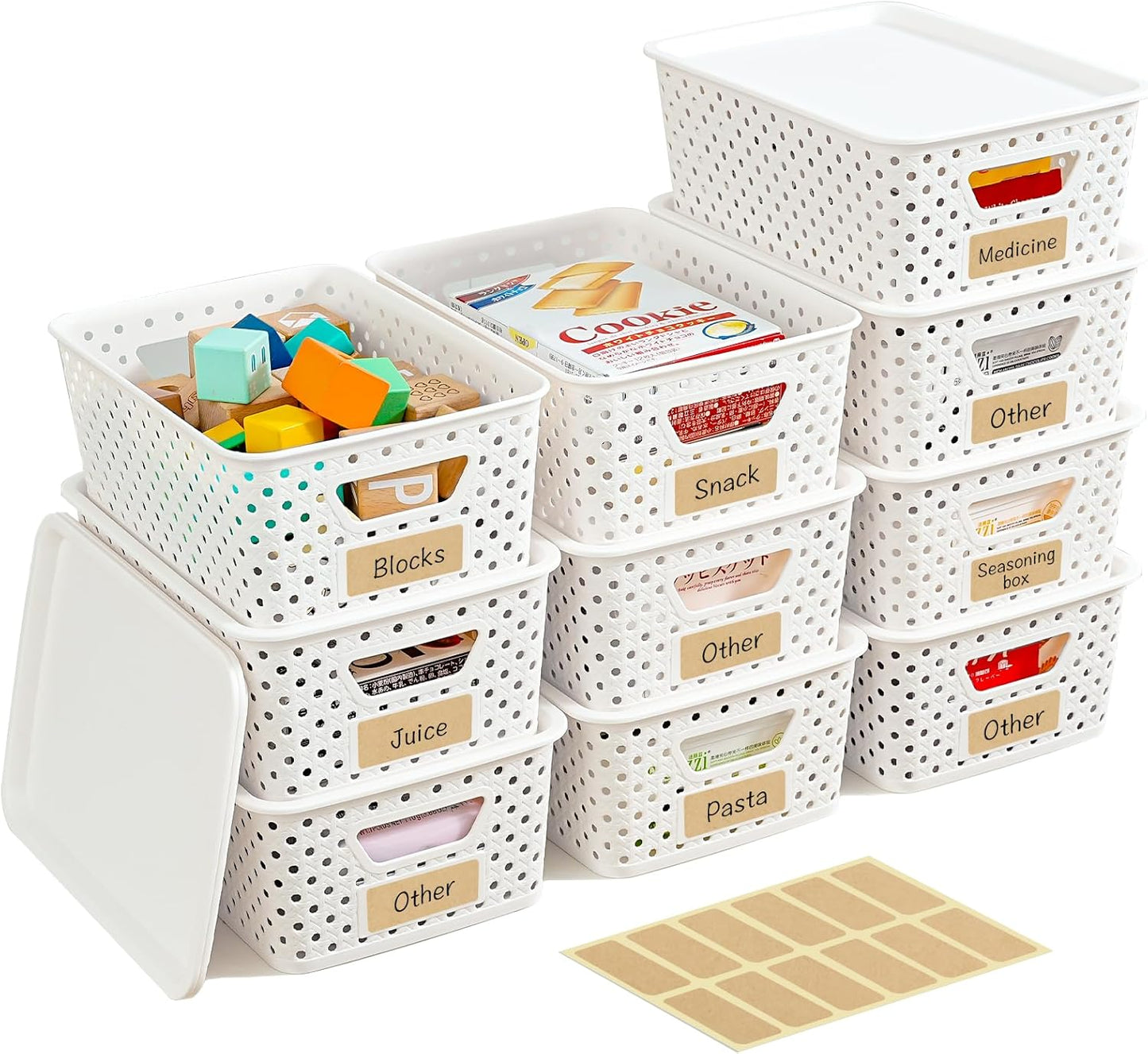 Skiennix 10-Pack Stackable Plastic Storage Bins with Lids - Versatile Organizers for Home & Craft Rooms