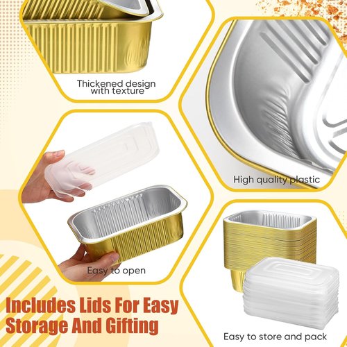 Baderke 30oz Aluminum Foil Pans - 50 Pack Disposable Baking Trays with Lids for Easy Heating & Storage
