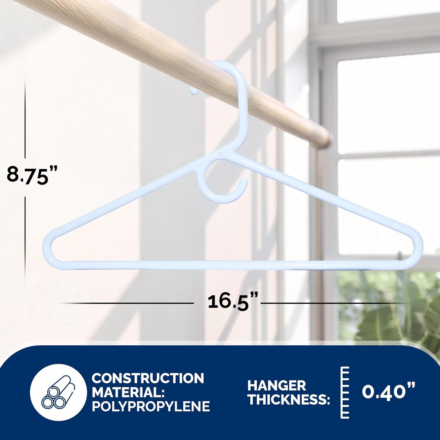 Super Heavy Duty Plastic Hangers - Made in USA | 24 Pack of Durable White Hangers