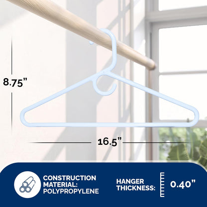 Super Heavy Duty Plastic Hangers - Made in USA | 24 Pack of Durable White Hangers