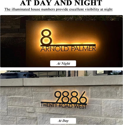 Personalized Acrylic Address Sign by Light Up | Waterproof LED House Numbers - 4-6 Inch Backlit Custom Design