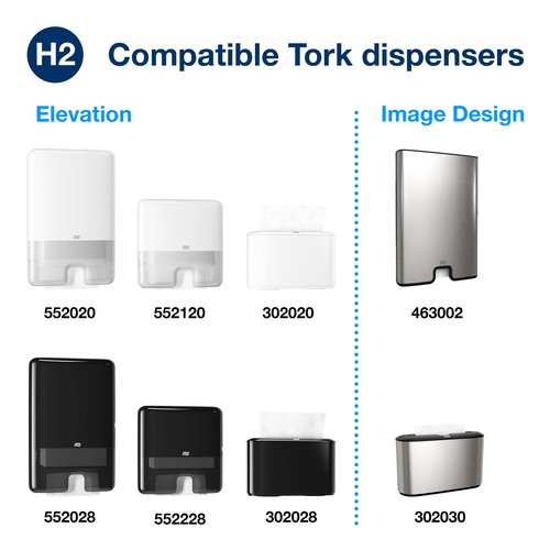 Tork Multifold Hand Towel White H2, Universal, 100% Recycled Fibers, 16 x 250 Towels, MB540A