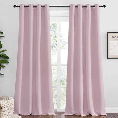 NICETOWN Baby Pink Blackout Curtains - Thermal Insulated 102" Long Drapes for Large Windows | 2 Panels, 55" Wide