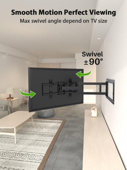 USX Mount Long Arm TV Wall Mount for Most 42-95 inch TV 40 Inch Extension Full Motion TV Mount，Pre-Assembled Wall Mount with Swivel and Tilt Up to 150lbs Fits 8″/12″/16″/24″ Studs VESA 800x400mm