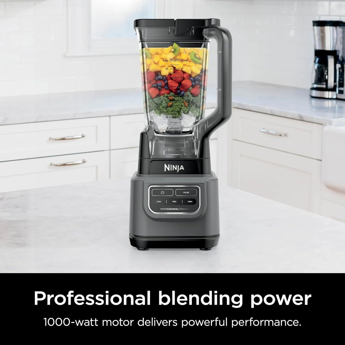 Ninja Professional Blender - 72 Oz Capacity with 1000-Watt Power & Total Crushing Technology - Black