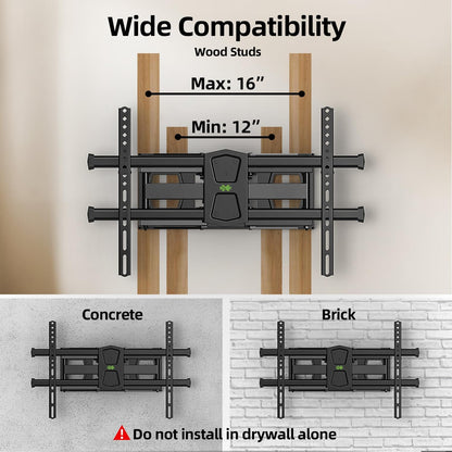 USX MOUNT Full Motion TV Wall Mount - Fits 42-82 Inch TVs Up to 120lbs | Articulating Swivel & Tilt