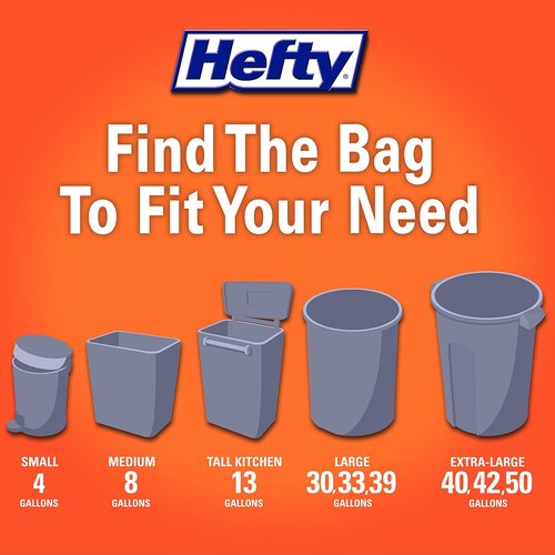 Hefty Ultra Strong Kitchen Trash Bags - 13 Gallon, 40 Count, Gray Clean Burst | Eco-Friendly Design