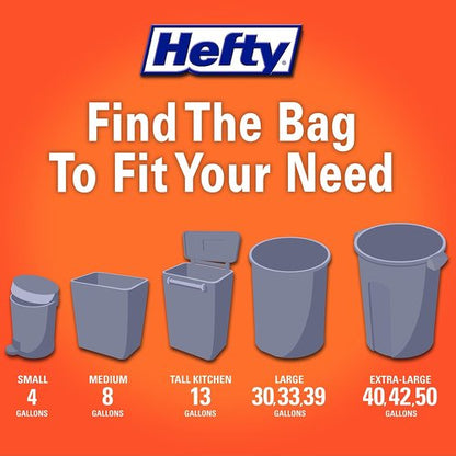 Hefty Ultra Strong Kitchen Trash Bags - 13 Gallon, 40 Count, Gray Clean Burst | Eco-Friendly Design