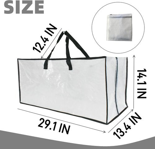 Heavy Duty Moving Bags - Extra Large Clear Storage Bags with Zipper & Handles | Ideal for Packing & Dorm Room Essentials