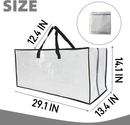 Heavy Duty Moving Bags - Extra Large Clear Storage Bags with Zipper & Handles | Ideal for Packing & Dorm Room Essentials