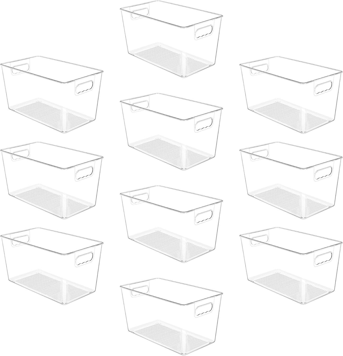 YIHONG Clear Pantry Organizer Bins - 10 Pack Plastic Storage Containers with Handles for Kitchen & Bathroom